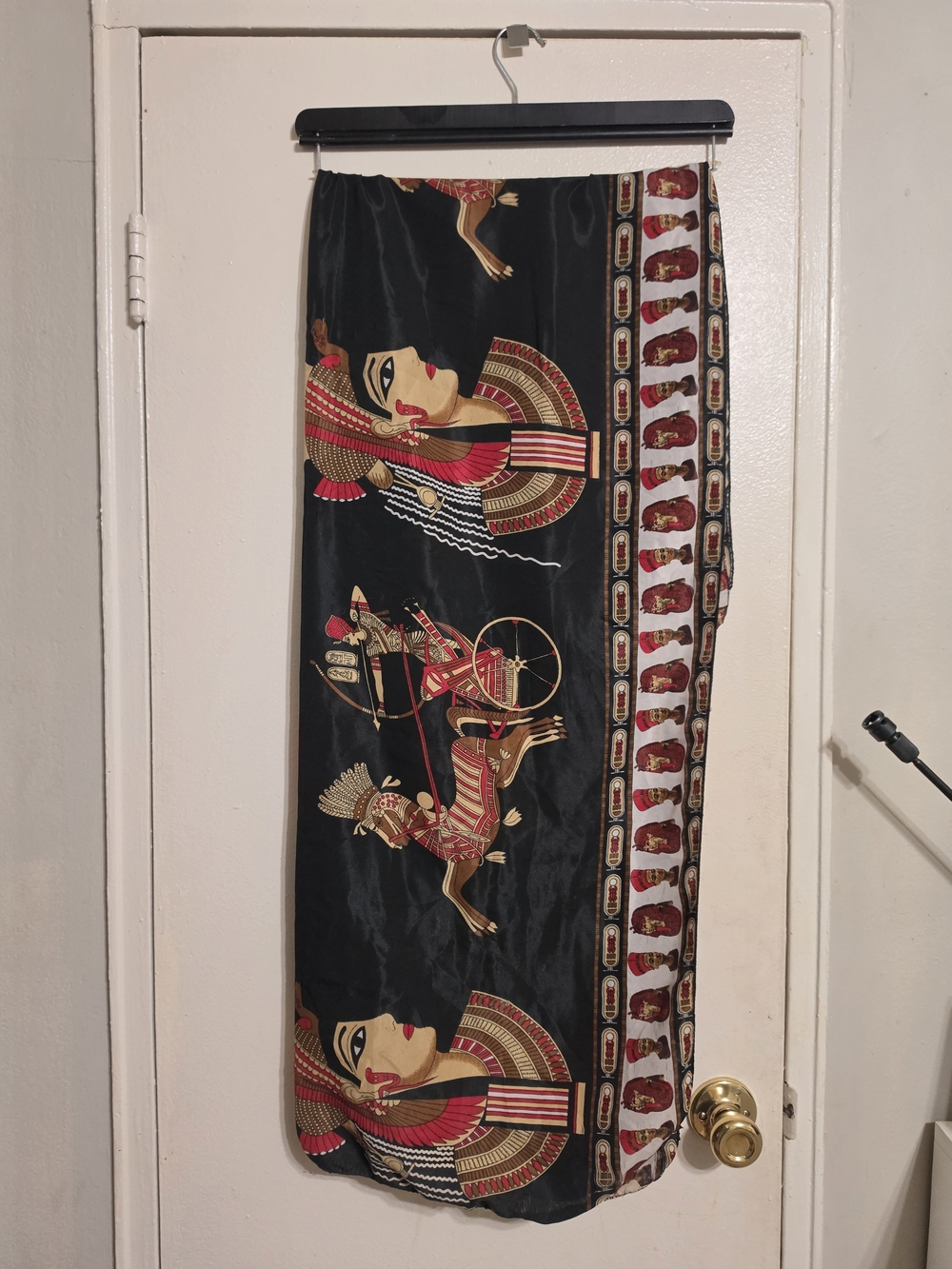 Black Egyptian Print Scarf